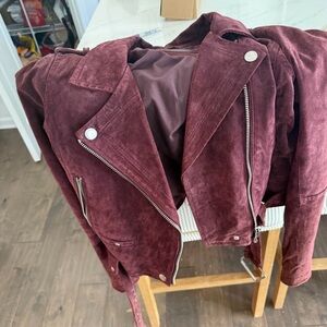 Blank NYC Deep Red Suede Leather Jacket